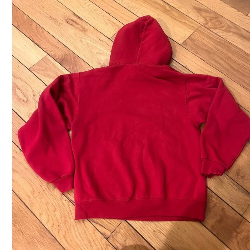 VTG Jerzees Sunlight at Last Graphic Hoodie Red NuBlend Pullover Sweatshirt - Picture 4 of 4